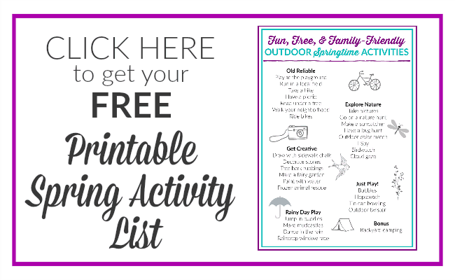 Get your FREE list of Free Spring Activities the whole family will love!
