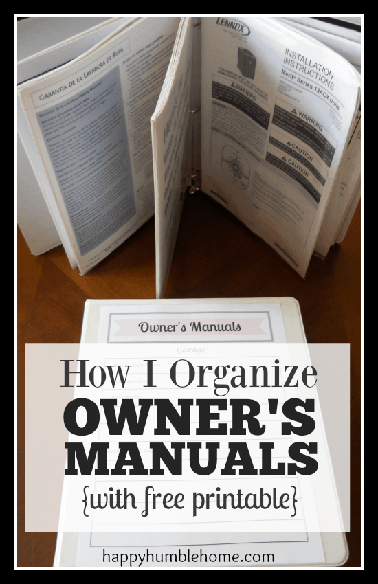 How I Organize Owner's Manuals {with free printables} This is such a smart system for organizing all those owner's manuals!! I love the free printable! It helped me so much!