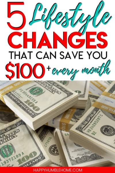 5 Lifestyle Changes that can save you $100 or more EVERY MONTH - These simple money saving strategies have been saving me between $150 - $375 every month for the past year! These ideas can work for families of any size. If you want more money, you have to try this!