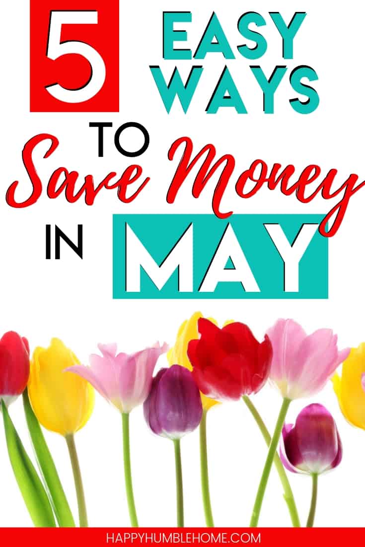 5 Easy Ways to Save Money in May - These 5 simple ideas for saving money this spring will help you stick to your budget, pay off debt, and reach your financial goals. And of course they will lower your monthly budget for May! Check out these hacks now and get to work saving money! 